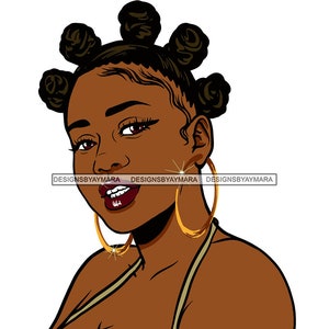 Afro Woman SVG Bantu Knots Hair Thick Big Beautiful Melanin Bamboo Earrings JPG PNG Vector Clipart Cricut Silhouette Circuit Cut Cutting