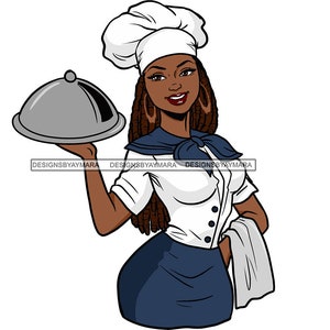 Mulher afro Chef Culinária Ocupação Cozinhar Trabalho Negócios Cozinha Gourment SVG JPG PNG Clipart vetorial Cricut Silhouette Circuit Cut Cutting