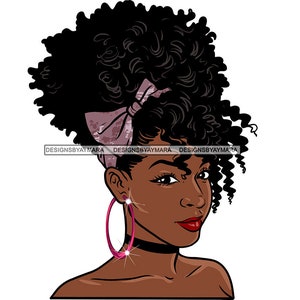 Afro Lady Black Beautiful Woman Bamboe Oorbellen Prachtige Melanin Popping Gezicht Charmante SVG PNG JPG Vector Clipart Cricut Cutting Cut Files