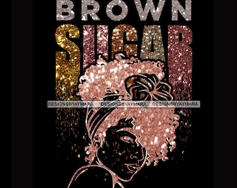 Afro Woman SVG Brown Sugar Sparkles Nubian Melanin Ebony Black Background Black Girl Magic Jpg PNG Vector Clipart Cricut Silhouette Cutting
