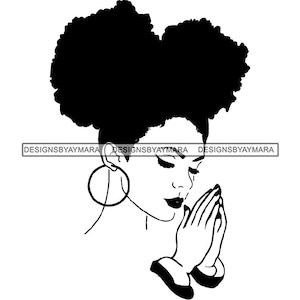 Afro Woman Praying Begging Asking Ask Meditation Pray Prayers God Lord Faith Religion SVG .JPG.PNG Vector Clipart Cricut Circuit Cut Cutting