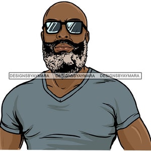 Atraente Homem Negro Barbudo Bonito Hipster Modelo Moda Masculino Cara Estiloso Bigode Close-up Macho Viril SVG PNG JPG Cricut Corte Corte