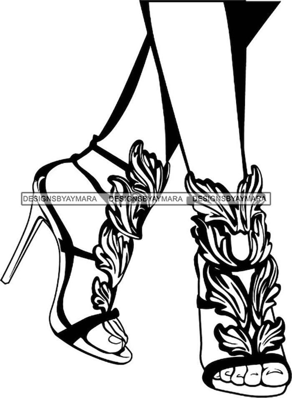 Shoes High Heels Zapatos Tacones Mujeres Fashion Glamour Beauty Clothing .SVG EPS .PNG Vector Clipart Cricut Silhouette Circuit Cut Cutting