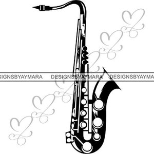 Saxophon Musik Orchester Sound Symphony Brass Musikinstrument SVG Jpg EPS PNG Vektor Clipart Cricut Silhouette Schaltung schneiden schneiden