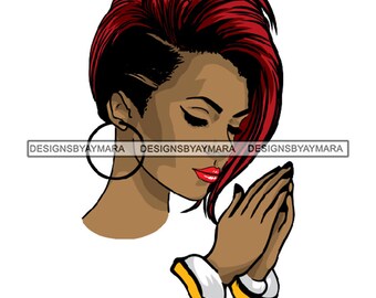 African American Black Woman Girl Lady Praying God Prayer Pray Faith Melanin Religion Nubian SVG PNG JPG Vector Clipart Circuit Cut Cutting