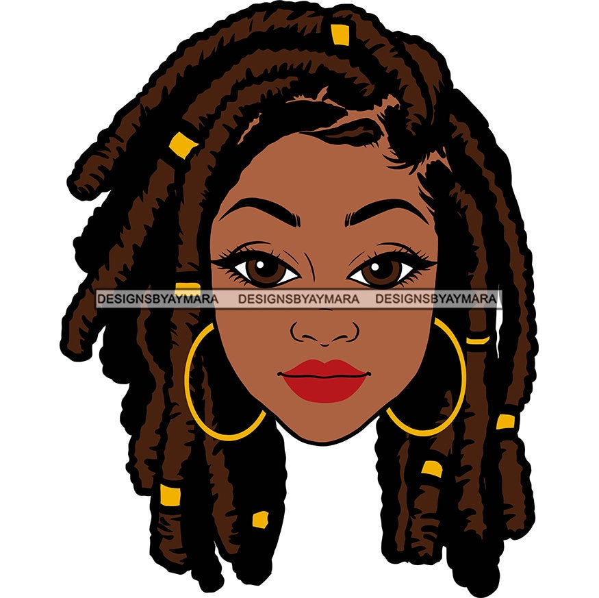 Afro Lady Bamboo Earrings Hair Accessories Beautiful Black Woman Ebony Nubian Melanin SVG JPG PNG Vector Clipart Silhouette Cricut Cutting