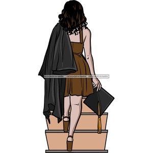 Graduación Mujer Cap Diploma Logro Educación Ceremonia Estudiante Success Graduate SVG JPG PNG Vector Clipart Cricut Cutting Files