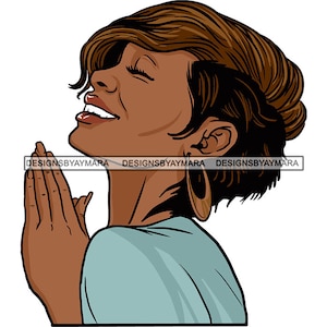 Afroamerikanische schwarze Frau Mädchen Lady beten Gott Gebet Beten Glauben Melanin Religion nubischen SVG PNG JPG Vektor Clipart Schaltung schneiden