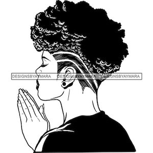 Woman Praying Black Lady Church Faith Begging Pray Prayers God Lord Faith Religion SVG JPG.PNG Vector Clipart Cricut Circuit Cut Cutting