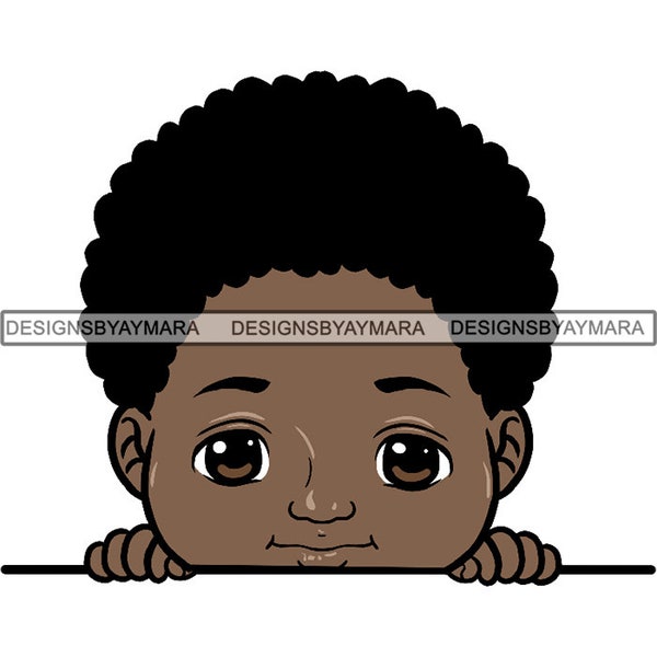 Peek a Boo I See You Baby Boo Boy Afro Puff Nubian Cute Little Kid African American  SVG .EPS .PNG Vector Clipart Silhouette Cut Cutting