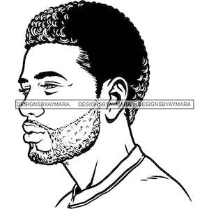 Homem Atraente Preto Barbudo Bonito Hipster Modelo Moda Masculino Cara Estiloso Bigode Close-up Macho Viril SVG PNG JPG Cricut Corte Corte