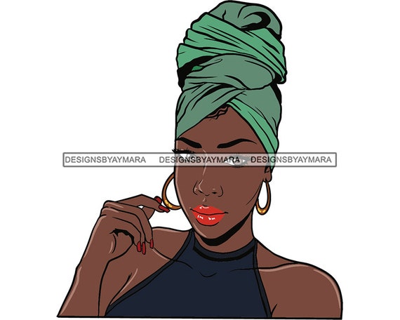 Afro Woman SVG Turban Head Wrap Scarf Headscarf Nubian Queen | Etsy