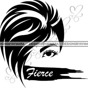 Woman Fierce Hair Style  Beauty Salon Make up  Hairdresser Female Fashion SVG .JPG.PNG Vector Clipart Cricut Silhouette Circuit Cut Cutting