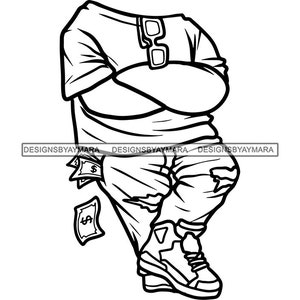 Mann Mann Mann Junge Körper Hände Kreuz Geld aus seiner Tasche Brille Kein Kopf Sneakers Sublimation Vektor Design SVG PNG JPG Plotterdateien