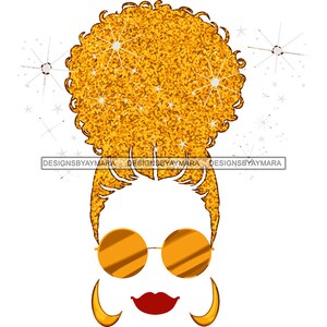 Afro Donna Oro Silhouette Afro Messy Puff Bun Melanina Nubiana Hipster Ragazza SVG JPG PNG Vettoriale Disegni Clipart Cricut Silhouette Taglio Taglio