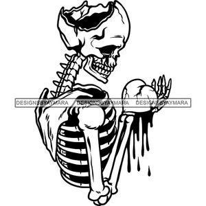 Skull Skeleton Brokenhearted Holding Heart Broken Painful Heart Beeding Death Human Bone Devastated SVG PNG JPG Print Cutting Vector Designs