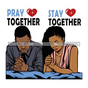 Afro Paar Bid Samen Blijf Samen Gebeden Bidden Soulmate Paar Doelen SVG JPG PNG Vector Clipart Cricut Silhouette Circuit Snijden