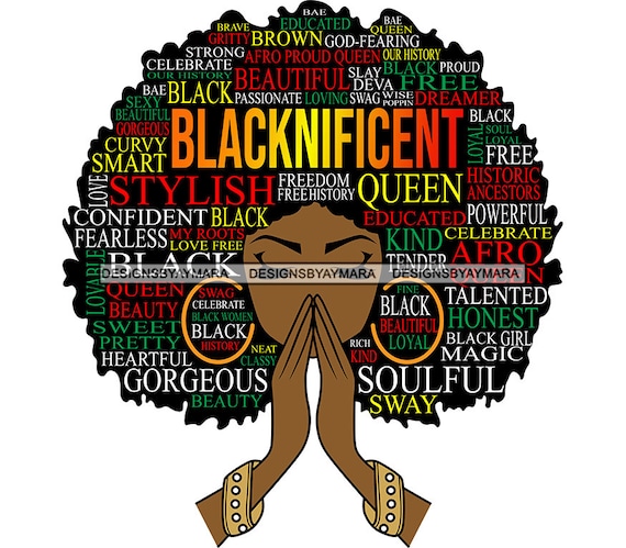 Afro Queen Goddess Word Cloud T-Shirt Afro Queen Goddess Word Cloud T-Shirt