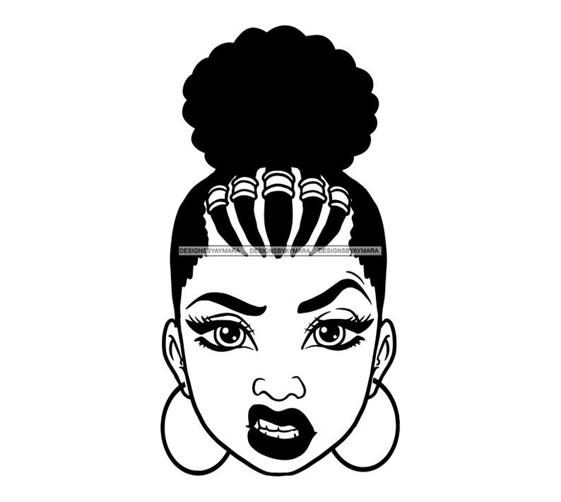 Download Afro Woman SVG Mean Face Afro Puff Bun Melanin Nubian ...