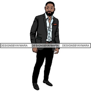 Homem negro barba masculino bonito bigode barbudo homem atraente .SVG .EPS .PNG Jpg vetor clipart não para corte