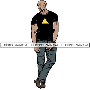 Homem negro barba masculino bonito bigode barbudo homem atraente .SVG .EPS .PNG Jpg Vector Clipart Cricut Cut Cutting