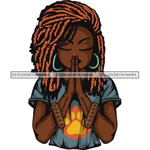 Afro Lola Praying God Lord Prayers Pray Religion Faith Church Nubian Queen African Female Lady SVG .PNG Vector Clipart Circuit Cut Cutting