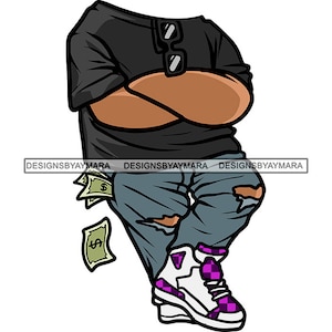 Mann Mann Mann Junge Körper Hände Kreuz Geld aus seiner Tasche Kein Kopf Sneakers Ripped Fashion Jeans Vektor Design SVG PNG JPG Plotterdateien