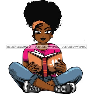 Afro Lola Reading SVG Education Nubian Queen Glamour Woman Melanin Popping Classy Diva Lady .JPG.PNG Vector Clipart Cricut Cut Cutting Files