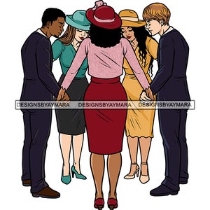Group Of People Different Ethnic Praying God Woman Man Holy Worship Deep Prayers Christianity SVG PNG JPG Print Cut Cutting Vector Designs