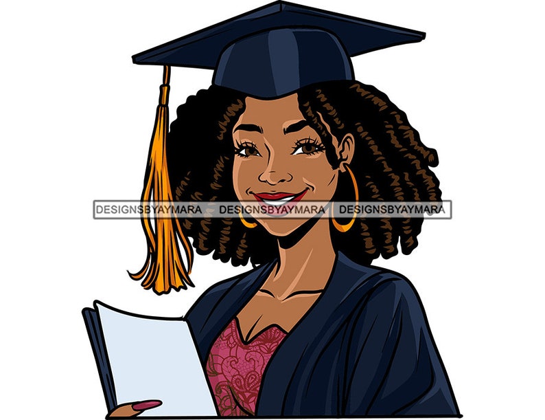 Melanin Young Girl Graduation Cap Locs Hair Gown Diploma Etsy