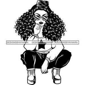 Afro Lola Goddess SVG Nubian Queen Fabulous Glamour Woman Melanin Popping Classy Diva Lady .JPG.PNG Vector Clipart Cricut Cut Cutting Files