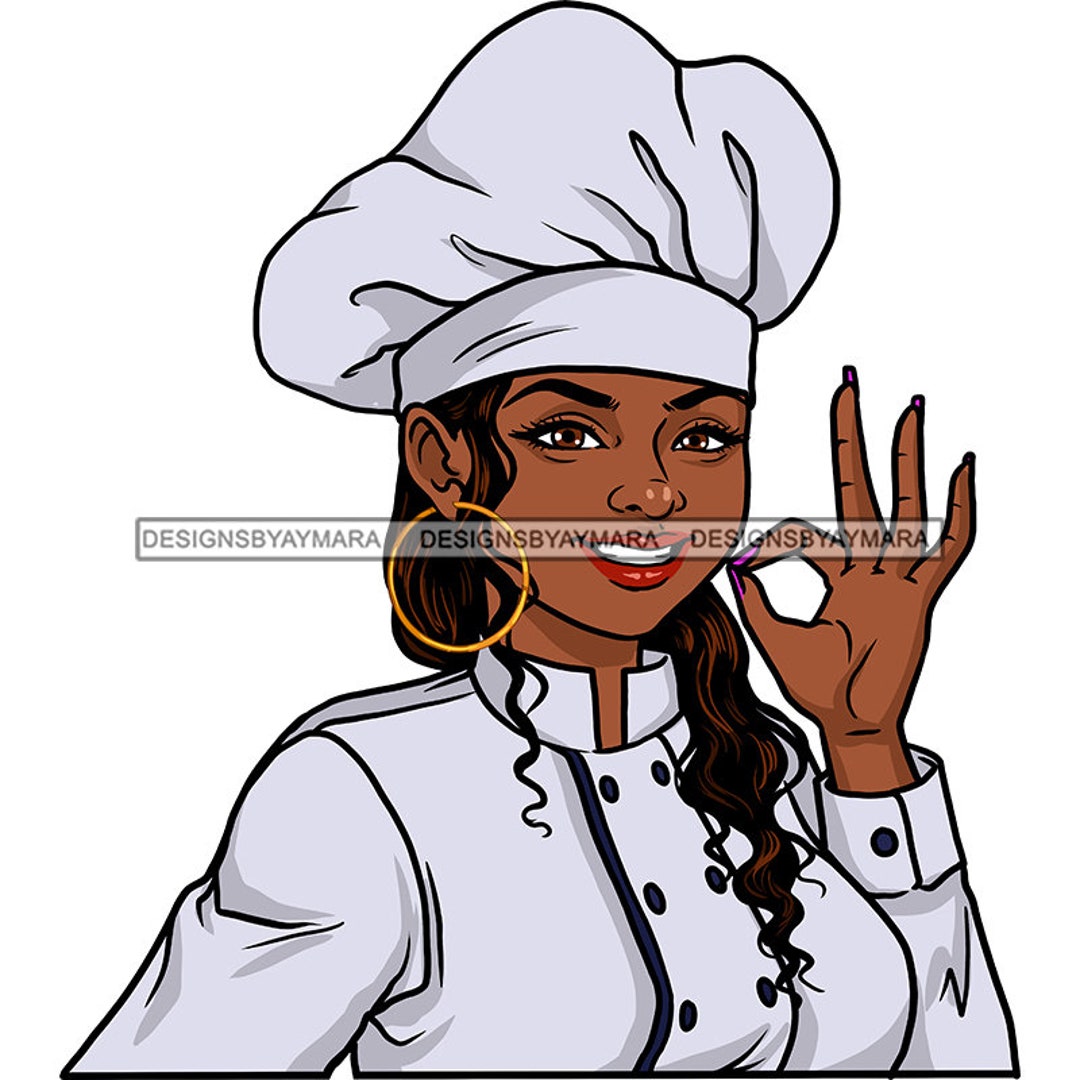 Afro Sexy Donna Chef Occhiolino Mano Gesto Cappello Uniforme Grembiule  Culinaria Cucina Corta Marrone Acconciatura JPG PNG Clipart Cricut  Silhouette Taglio -  Italia