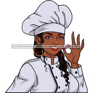 Afro Woman Koch Koch Koch Melanin Uniform Beruf Kochen Job Küche Gourment JPG PNG Designs Clipart Cricut Silhouette Cut Cutting