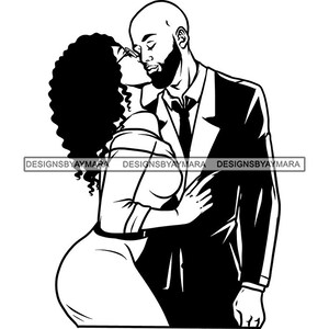 Novios románticos Pareja Afecto afroamericano Amor Relación Metas Almas gemelas Socios SVG PNG JPG Diseños de vectores de corte de impresión
