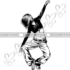 Bailando Hip-Hop bailarina bailando modern teenage girls mujeres Breakdancing . Svg. Eps. PNG Vector Clipart Cricut Silueta Corte de Corte de Circuito