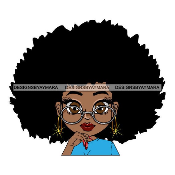 Mujer afro con gafas Afro Cabello Melanina Uñas largas Chica negra Magia  SVG JPG PNG Vector Clipart Cricut Silueta Circuito Corte