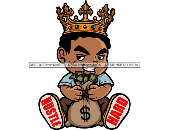 King Hustler Baby Boy Toddler Holding Money Bags Scarface Baseball