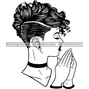 Woman Praying Black Lady Church Faith Begging Pray Prayers God Lord Faith Religion SVG JPG.PNG Vector Clipart Cricut Circuit Cut Cutting
