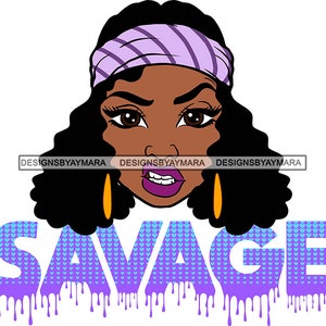 Afro Woman SVG Mean Face Savage Headband Melanin Nubian Latina Black Girl Magic JPG PNG Vector Clipart Cricut Silhouette Circuit Cut Cutting