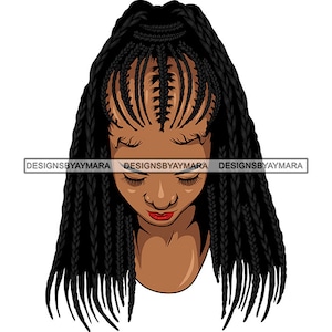 Melanin Woman Head Fulani Cornrows Braids Hairstyle Cornrows Box Braid Cornbraid Knotless Braids SVG JPG PNG Vector Clipart Cricut Cutting