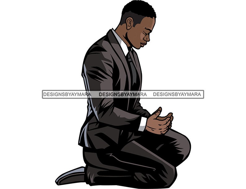 African American Black Man Kneeling Praying God Afro Hair - Etsy