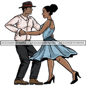 Stepper Dancer Stepping Chicago Style Casal afro-americano dançando passo amor .SVG .EPS .PNG vetor clipart não para corte