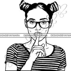 Pretty Woman Gafas Classy Confidence Smart Lady Nubian Diva Queen . Svg. Jpg. PNG Vector Clipart Cricut Silueta Corte de Corte de Circuito