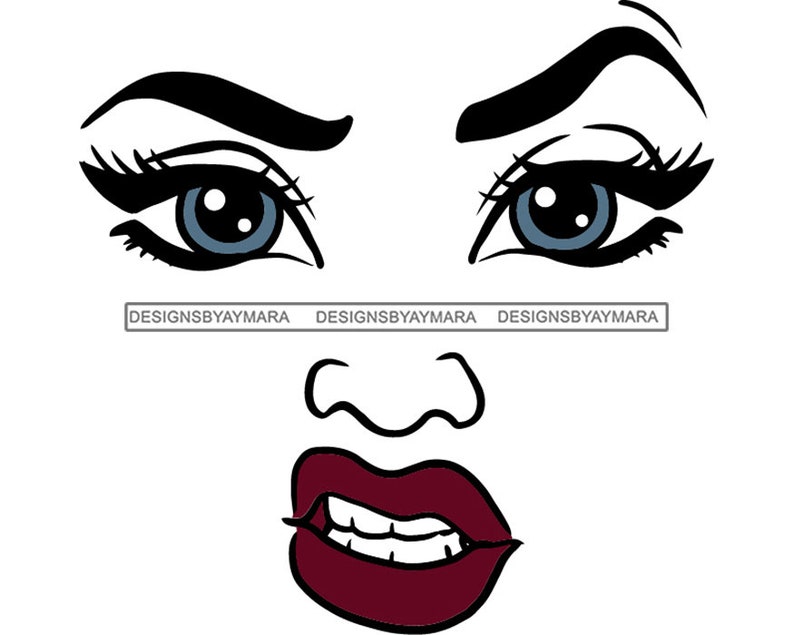 Woman Mean Face SVG Girl Gray Eyes Make up Model Lipstick Lips Etsy