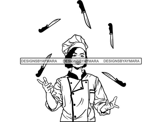 Download Afro Woman Chef Svg Cut Files For Silouette And Cricut Etsy