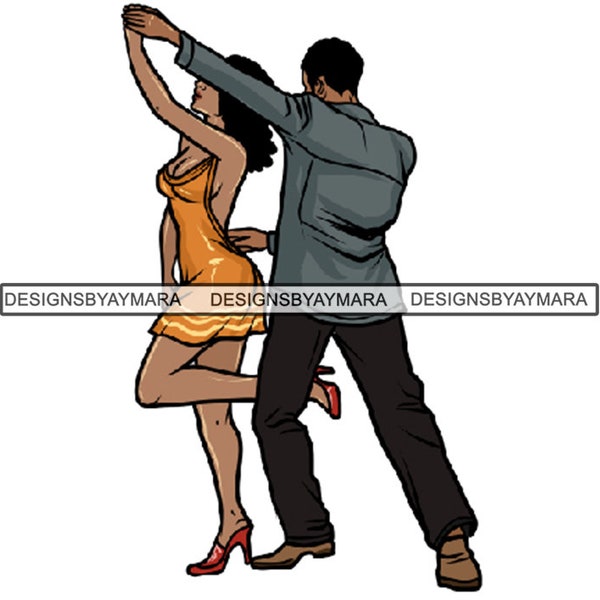 Stepper Dancer Stepping Chicago Style African American Couple Dancing Dance Step Love .SVG .EPS .PNG Vector Clipart Not For Cutting