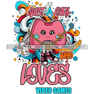 Solo una ragazza che ama i videogiochi Simpatico controllo Tecnologia di riproduzione remota Gioco Giocatore Divertimento Intrattenimento SVG PNG JPG Taglio Design Stampa Cricut