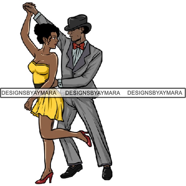 Stepper Dancer Stepping Chicago Style African American Couple Dancing Dance Step Love .SVG .EPS .PNG Vector Clipart Not For Cutting