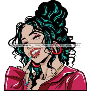 Ghetto Girl Gangster Street Girl Funky junge Frau Gesicht Urban Swag Hip Hop SVG JPG PNG Vektor Clipart Cricut Silhouette Circuit schneiden