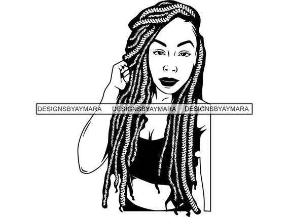 Black Woman Sticker Braids Locs Dreads Hairstyle Beauty
